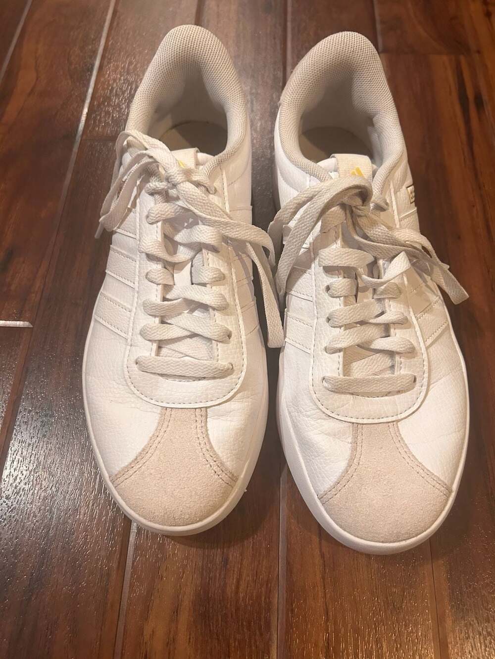 Adidas Courtpoint White and Beige Sneakers, size 8